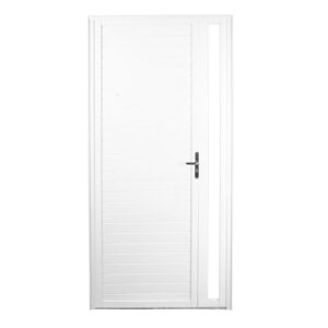 Porta Lambril Alumínio Branco Vidro Liso 210x100cm Quality