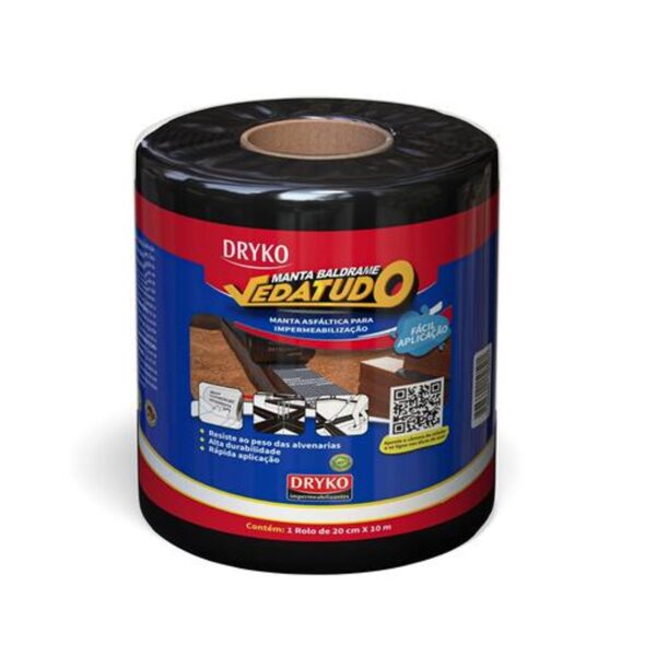 Manta Asfáltica Baldrame Autoadesiva Vedatudo 20cm 10m Dryko