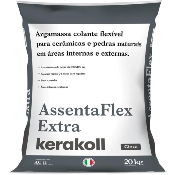 Argamassa Interna/Externa AC2 Assentaflex Extra Cinza 20kg Kerakoll