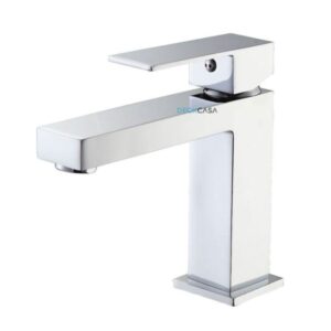 Monocomando para Banheiro Mesa Bica Alta Cromado Luxo Quadrado 16cm