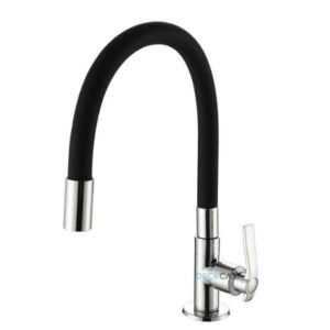 Torneira para Cozinha Mesa 1/4V Bica Alta Preto Flexível