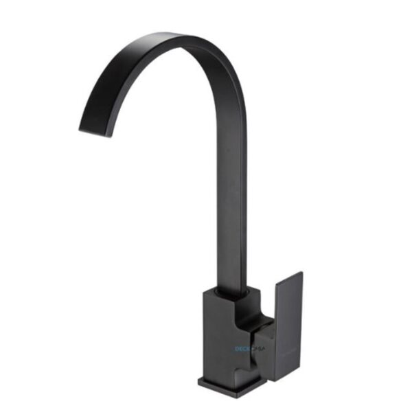 Monocomando para Cozinha Mesa Bica Alta Preto Luxo Curva 36cm