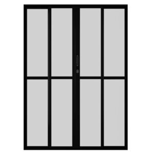 Porta de Correr 4 Folhas Vidro Liso Alumínio Preto Proex
