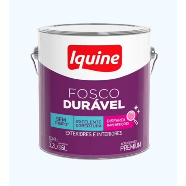 Tinta Premium Acrílica Fosco Durável Branco Neve 3,6L Iquine