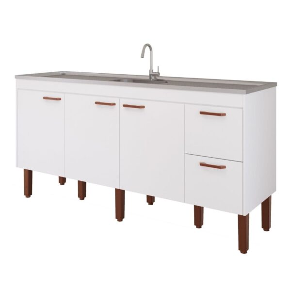 Gabinete para Cozinha Slim Branco 174x87x50cm MDF MGM Móveis