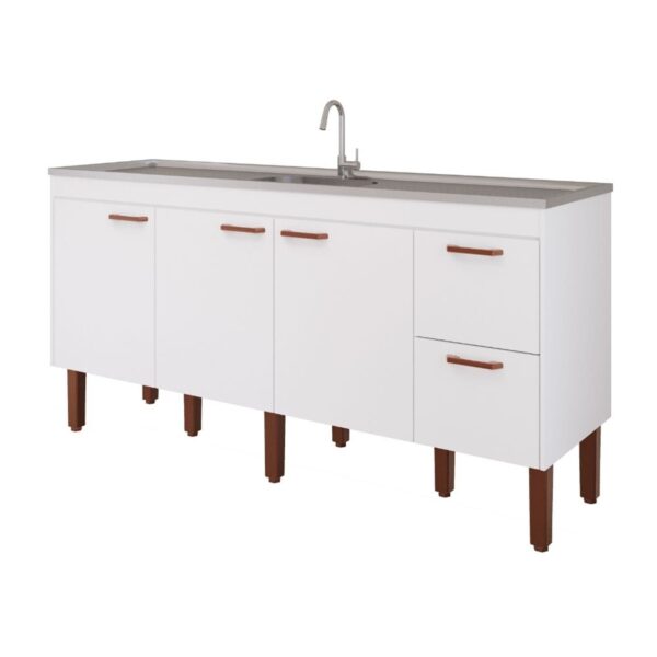 Gabinete para Cozinha Slim Branco 194x87x50cm MDF MGM Móveis