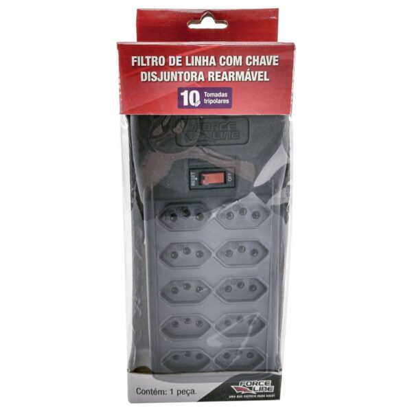Filtro de Linha com 10 Tomadas 10A 1,20m Force Line