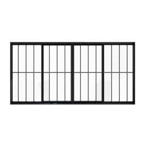 Janela de Correr 4 Folhas com Grade Alumínio Preto Proex