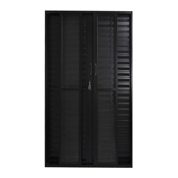 Porta Balcão Veneziana 6 Folhas Vidro Liso Alumínio Preto Proex