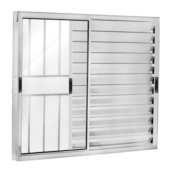 Veneziana 3 Folhas com Grade Alumínio Brilhante Proex