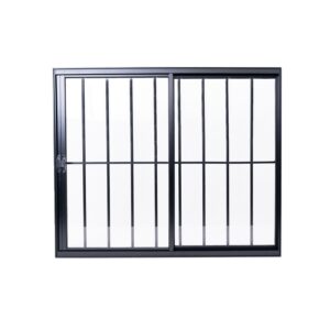 Janela de Correr 2 Folhas com Grade Alumínio Preto Lux
