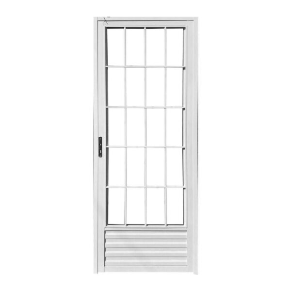 Porta Palito Alumínio Branco Vidro Liso 210x80cm Quality