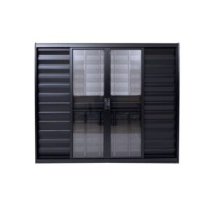 Veneziana 6 Folhas com Grade Alumínio Preto Lux