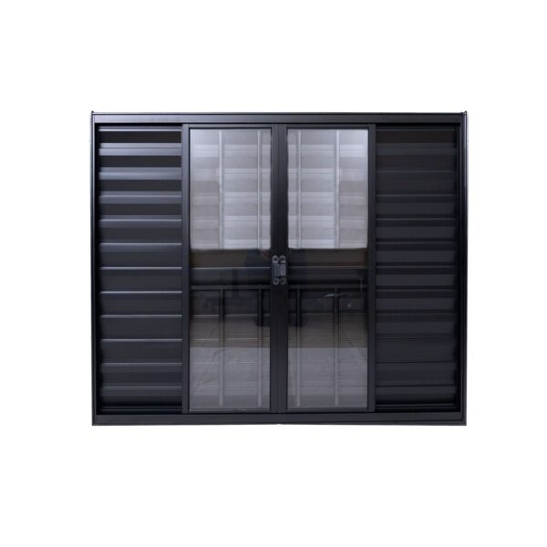 Veneziana 6 Folhas com Grade Alumínio Preto Lux