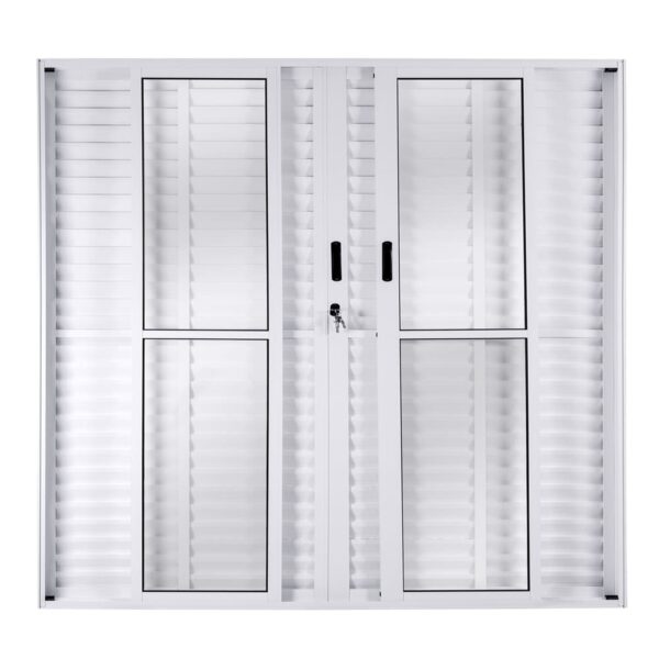 Porta Balcão Veneziana 6 Folhas Vidro Liso Alumínio Branco 210x200cm