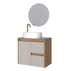 Kit Gabinete para Banheiro Kyoto Jequitiba/Nude 62cm Cozimax