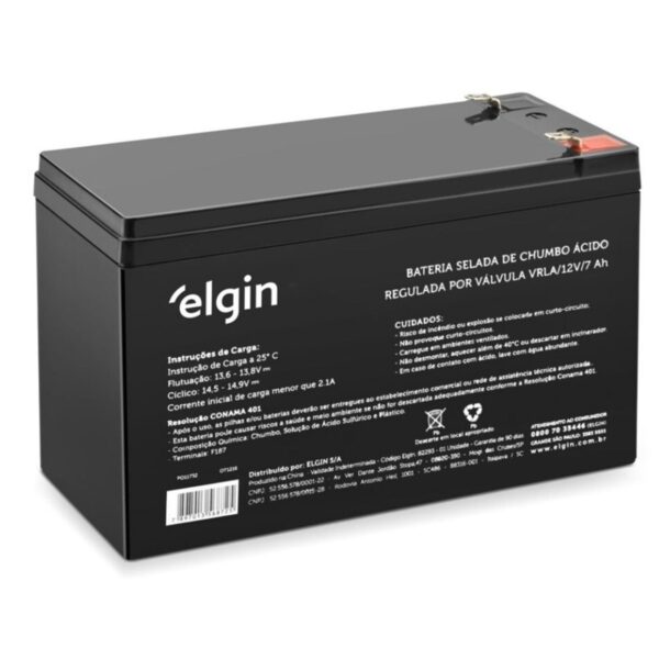 Bateria Selada de Chumbo para Nobreaks 12V 7Ah Elgin