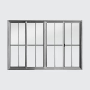 Janela de Correr 4 Folhas sem Grade Alumínio Brilhante Metalflex