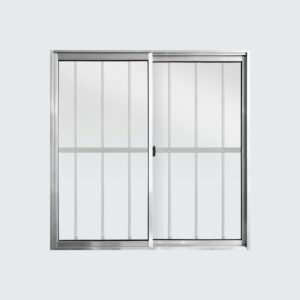 Janela de Correr 2 Folhas com Grade Alumínio Brilhante Metalflex