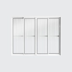 Janela de Correr 4 Folhas com Grade Alumínio Branco Metalflex