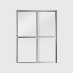 Porta Balcão 2 Folhas Vidro Liso Alumínio Brilhante Metalflex