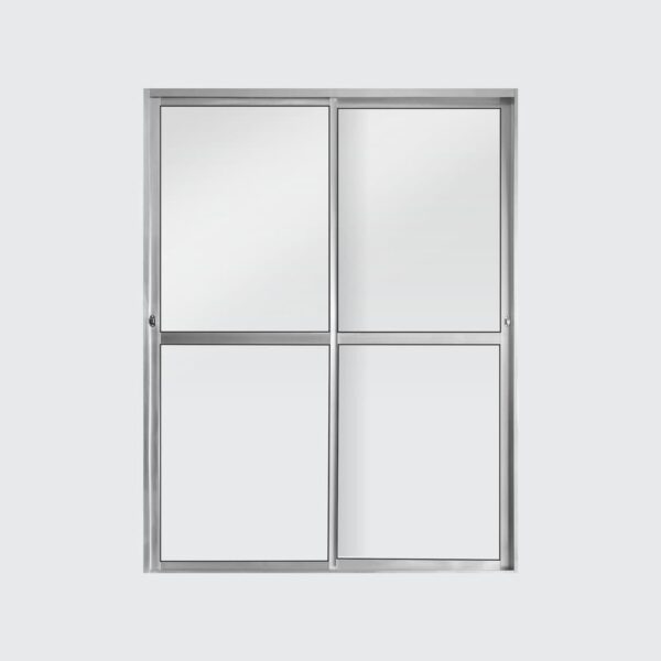 Porta Balcão 2 Folhas Vidro Liso Alumínio Brilhante Metalflex