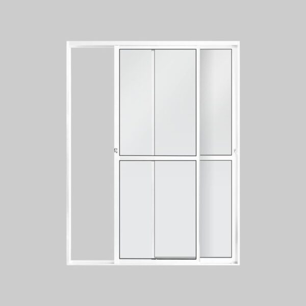 Porta Balcão 2 Folhas Vidro Liso Alumínio Branco Metalflex