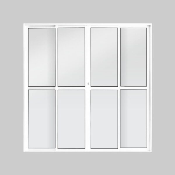 Porta Balcão 4 Folhas Vidro Liso Alumínio Branco Metalflex