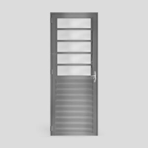 Porta Basculante Vidro Boreal Alumínio Brilhante 210x80cm Metalflex