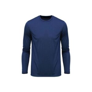 Camiseta Poliéster Azul Gola Careca Manga Longa Amalfis