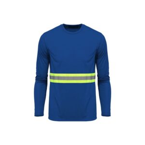 Camiseta Poliéster Azul Gola Careca Manga Longa Refletiva Amalfis