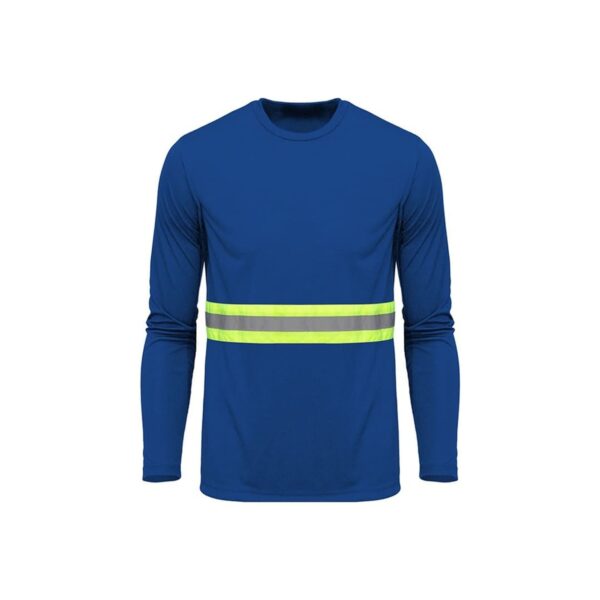 Camiseta Poliéster Azul Gola Careca Manga Longa Refletiva Amalfis