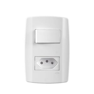 Conjunto Interruptor Simples + Tomada 10A 4×2 Slim Ilumi