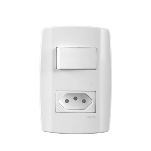 Conjunto Interruptor Simples + Tomada 10A 4×2 Slim Ilumi