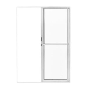 Porta de Correr 2 Folhas Vidro Liso Alumínio Branco Quality