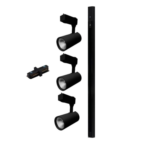 Kit de Trilho LED Preto com 3 Spots 7W Kian