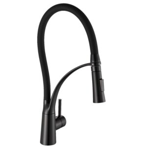 Monocomando para Cozinha Mesa Bica Alta Preto Suporte Flexível 30,5cm