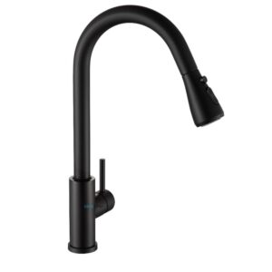 Monocomando para Cozinha Mesa Bica Alta Preto Flexível 42cm