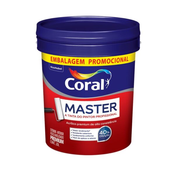 Tinta Premium Acrílica  Fosco Master Branco 20L Coral