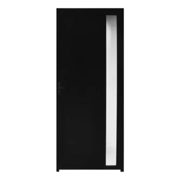 Porta Lambril Alumínio Preto com Fechadura 210x80cm Esquadritop