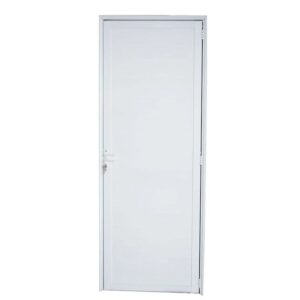 Porta Lambril Alumínio Branco com Fechadura 210x80cm Metalflex