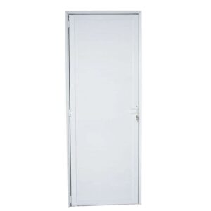 Porta Lambril Alumínio Branco com Fechadura 210x90cm Metalflex