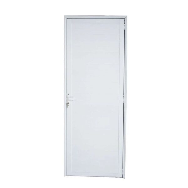 Porta Lambril Alumínio Branco com Fechadura 210x100cm Metalflex