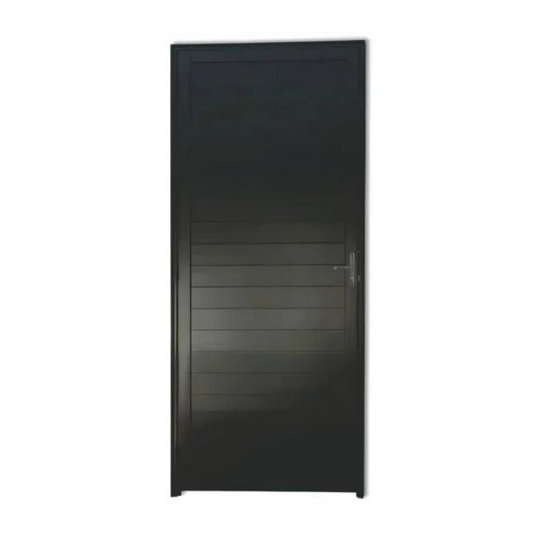 Porta Lambril Alumínio Preto com Fechadura 210x100cm Metalflex