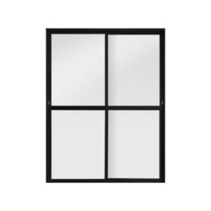 Porta de Correr 2 Folhas Vidro Liso Preto Metalflex