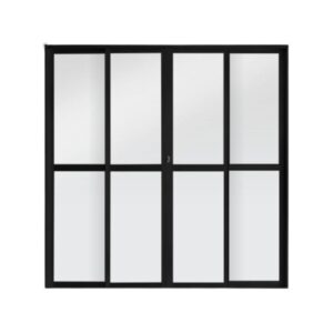 Porta de Correr 4 Folhas Vidro Liso Preto Metalflex