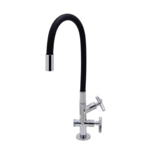 Torneira Tanque/Jardim Mesa Bica Longa Flexível 1/4V Preto Bognar