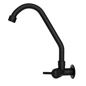 Torneira para Cozinha Parede 1/4V Bica Alta Preto Fosco Alavanca