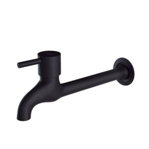 Torneira Tanque/Jardim Parede Bica Longa Alavanca Preto Fosco Civitt