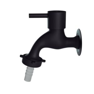 Torneira Tanque/Máquina Parede Bica Reta Alavanca Preto Fosco Civitt